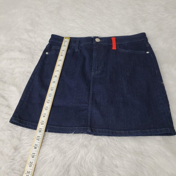 Current/Elliot Dark Wash Blue Denim Red Pocket Mini Jean Skirt 30 - Picture 7 of 12